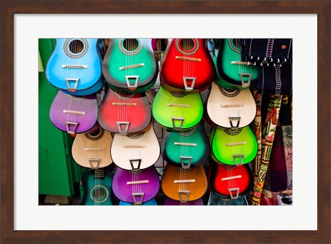 Framed Colorful Guitars, Downtown Los Angeles Print