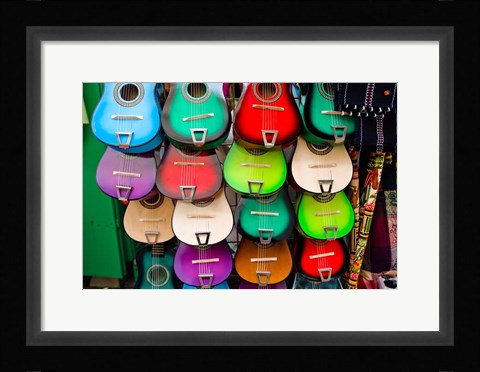 Framed Colorful Guitars, Downtown Los Angeles Print