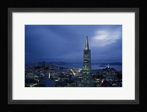 Framed Transamerica Pyramid, Coit Tower, San Francisco, California Print