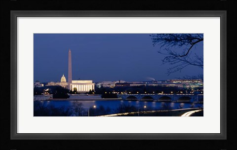Framed Washington Monument, Lincoln Memorial, Capitol Building, Washington DC Print