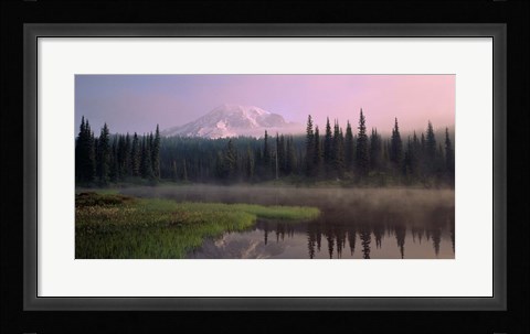 Framed Mist over Mount Rainier National Park, Washington Print