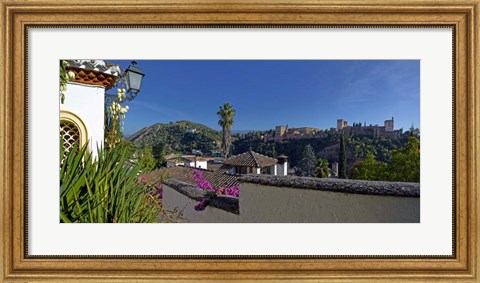 Framed Alhambra palace from Albaicin, Granada, Andalusia, Spain Print