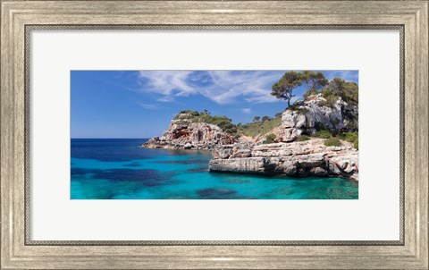 Framed Cala S&#39;Almunia bay, Santanyi, Majorca, Balearic Islands, Spain Print