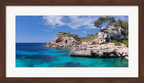 Framed Cala S&#39;Almunia bay, Santanyi, Majorca, Balearic Islands, Spain Print