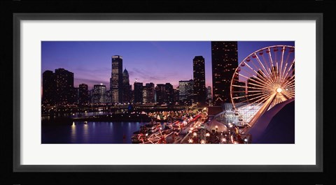 Framed Ferris wheel at Dusk, Navy Pier, Chicago Print