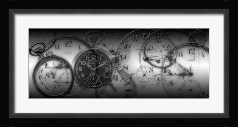Framed Montage of Old Pocket Watches Print