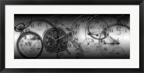 Framed Montage of Old Pocket Watches Print