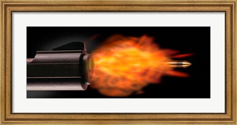 Framed Gun Firing a Bullet Print