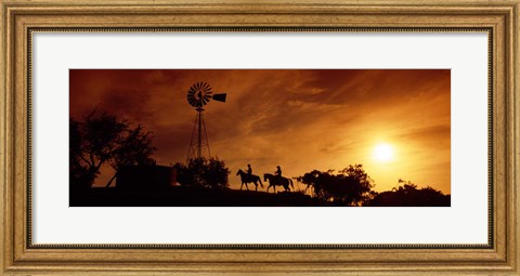 Framed Horse Ride at Sunset, Hunt, Kerr County, Texas Print