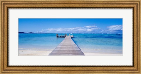 Framed Jetty on the beach, Mauritius Print