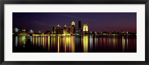 Framed Louisville, KY at Night Print