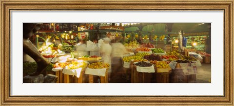 Framed Fruits And Vegetables Market Stall, Santiago, Chile Print