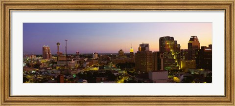 Framed San Antonio, Texas Buildings at Dusk Print