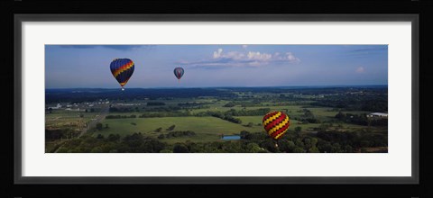 Framed Hot air balloons floating in the sky, Illinois River, Tahlequah, Oklahoma, USA Print