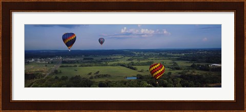 Framed Hot air balloons floating in the sky, Illinois River, Tahlequah, Oklahoma, USA Print