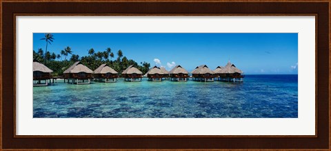 Framed Beach Huts, Bora Bora, French Polynesia Print