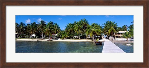 Framed Oceanfront Pier, Caye Caulker, Belize Print