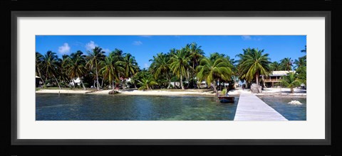 Framed Oceanfront Pier, Caye Caulker, Belize Print