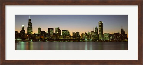 Framed Chicago Skyline at Dusk, IL Print