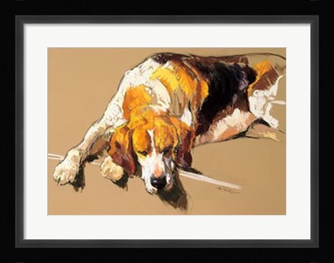 Framed Hound in a Kennel (LE) Print