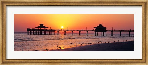 Framed Sunset at Fort Myers Beach, FL Print