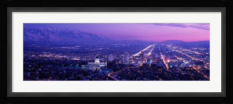 Framed Salt Lake City at Night, Utah Print