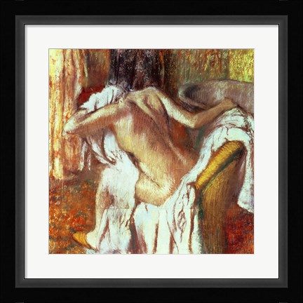 Framed Woman drying herself Print