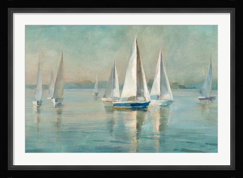 Framed Sailboats at Sunrise Print