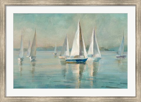 Framed Sailboats at Sunrise Print