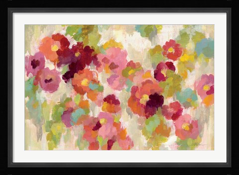 Framed Coral and Emerald Garden I Print