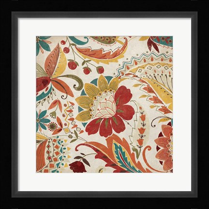 Framed Boho Paisley Spice II Print