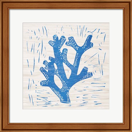 Framed Sea Creature Coral Blue Print
