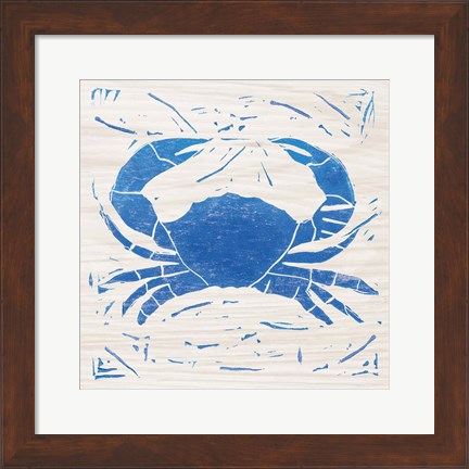 Framed Sea Creature Crab Blue Print