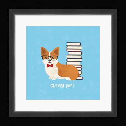 Framed Good Dogs Corgi Bright Print