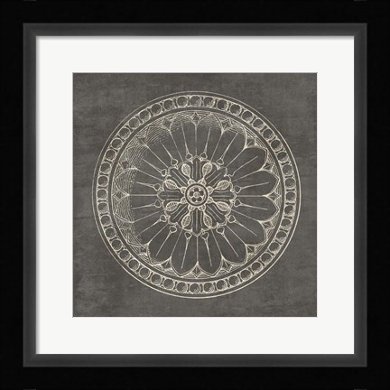 Framed Rosette I Gray Print