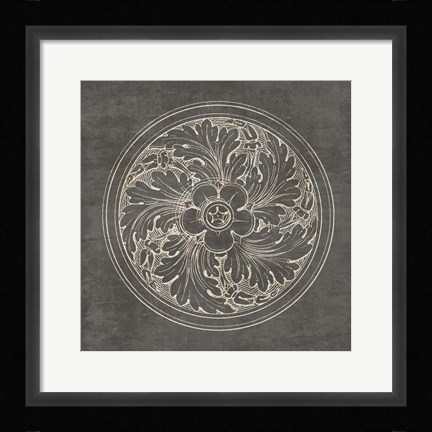 Framed Rosette II Gray Print