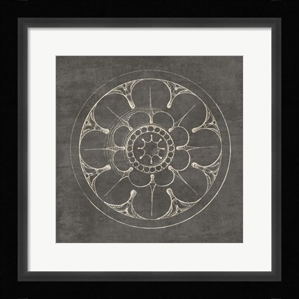 Framed Rosette III Gray Print