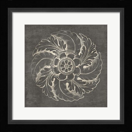 Framed Rosette IV Gray Print