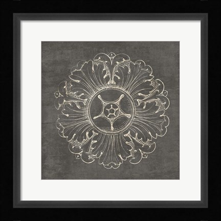 Framed Rosette VI Gray Print