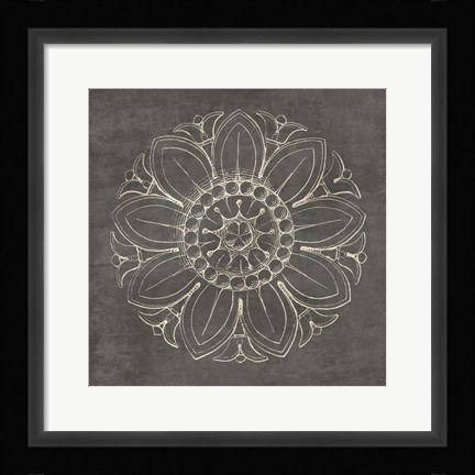 Framed Rosette VII Gray Print