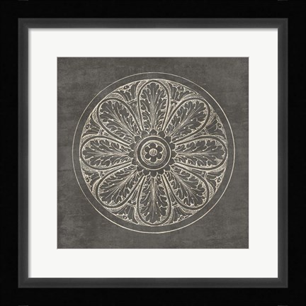 Framed Rosette VIII Gray Print