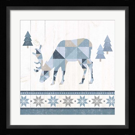 Framed Nordic Geo Lodge Deer II Print