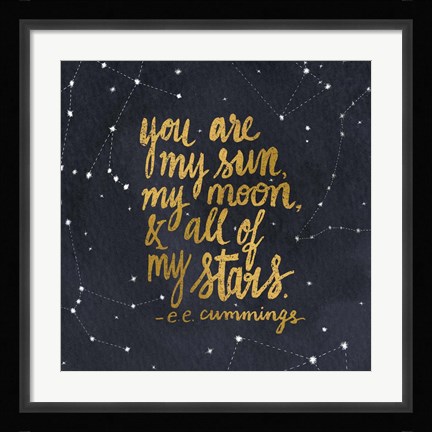 Framed Starry Words III Gold Print