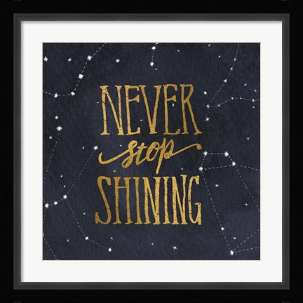 Framed Starry Words II Gold Print