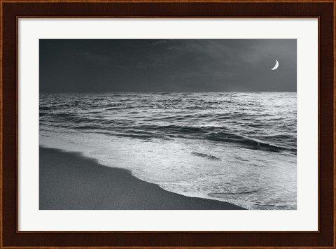 Framed Moonrise Beach Black and White Print