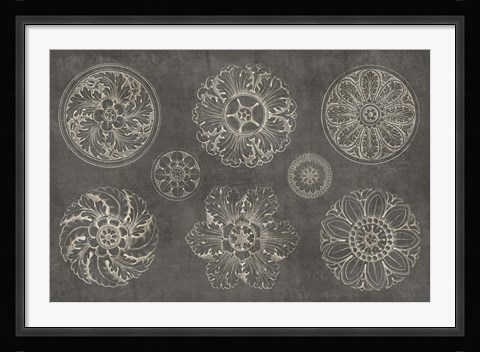Framed Rosette IX Gray Print