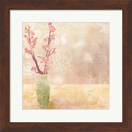 Framed Vase of Cherry Blossoms I Print