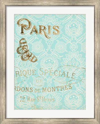 Framed Paris in Gold I Print
