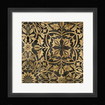 Framed Golden Damask I Print