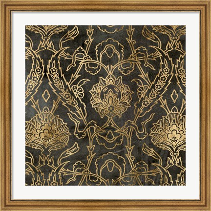 Framed Golden Damask II Print